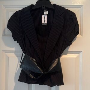 Stylish Black Pinstripe Women's Jacket